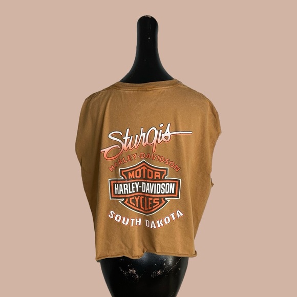 Harley-Davidson Tan and Black Graphic reworked t-shirt - Picture 3 of 12